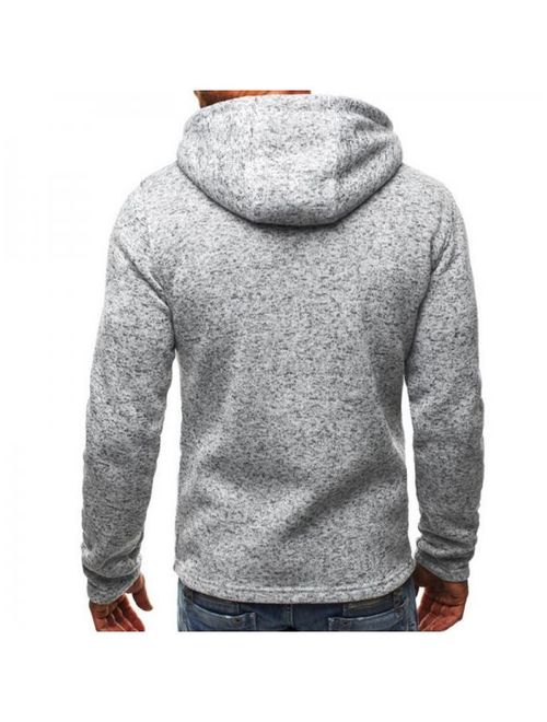 VICOODA Men's Solid Color Hooded Jacket Fashion New Autumn And Winter Zipper Sweater Outdoor Long-sleeved Sportswear M-XXL