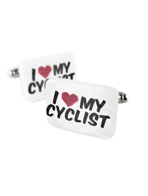 Cufflinks I heart love my Cyclist Porcelain Ceramic NEONBLOND