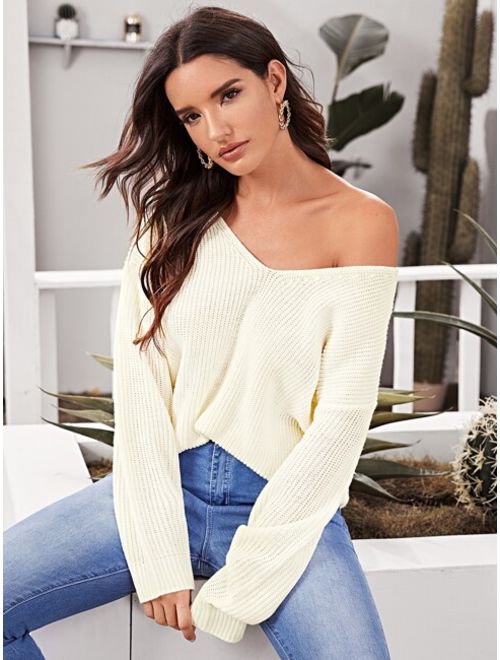 Solid Lace Up Backless Sweater