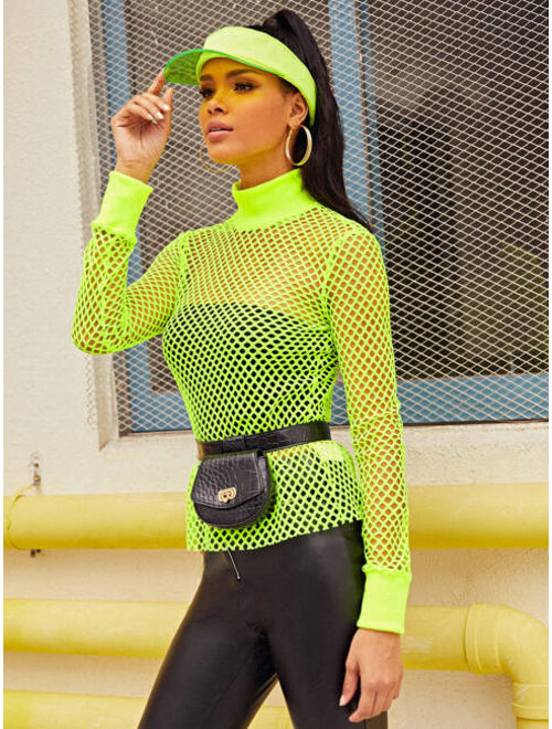 Neon Green Fishnet Top Without Bandeau