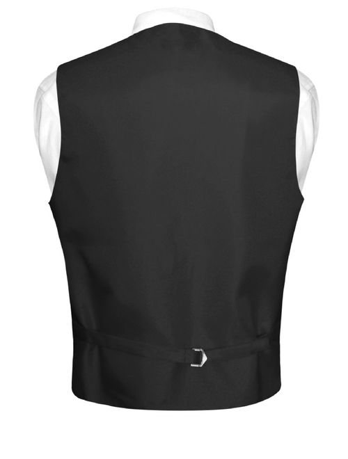 Vesuvio Napoli Men's Plaid Design Dress Vest & BOWTie Black Gray White BOW Tie Set