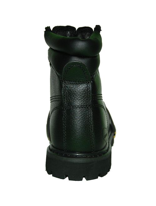 KRAZY SHOE ARTISTS 6 inch Black Genuine Leather Men's Rugged Steel Toe Boot