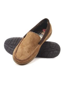 Men's Moccasin Slipper House Shoe With Indoor Outdoor Memory Foam Sole Fresh IQ Odor Protection