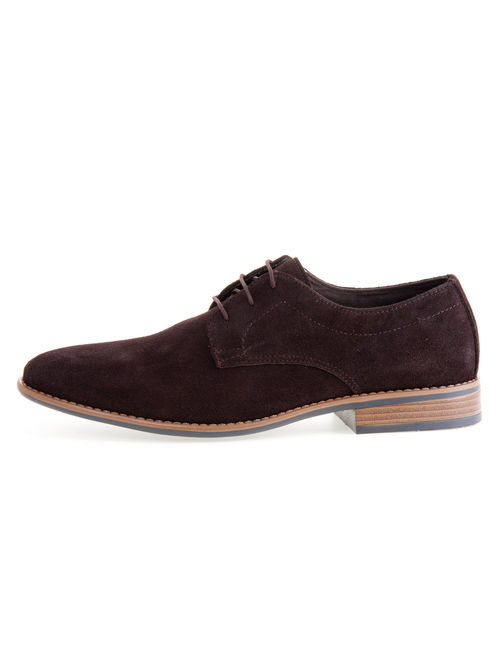 J75 by Jump Mens Marconi Brown Suede Round Toe Leather Lace-Up Casual Dress Oxford Shoe 8 D US Men