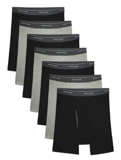 Fruit of the Loom Men's CoolZone Fly Dual Defense Black and Gray Boxer Briefs, 7 Pack