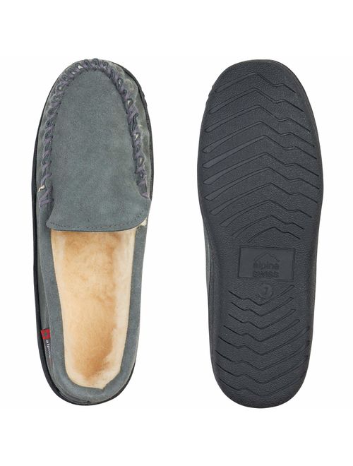 alpine swiss Yukon Mens Genuine Suede Shearling Slip On Moccasin Slippers