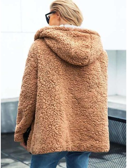 Solid Hooded Teddy Coat