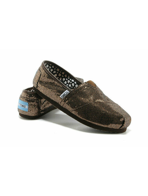 New Toms Brown Glitter Womens Classics Canvas Shoes Size US 5-9