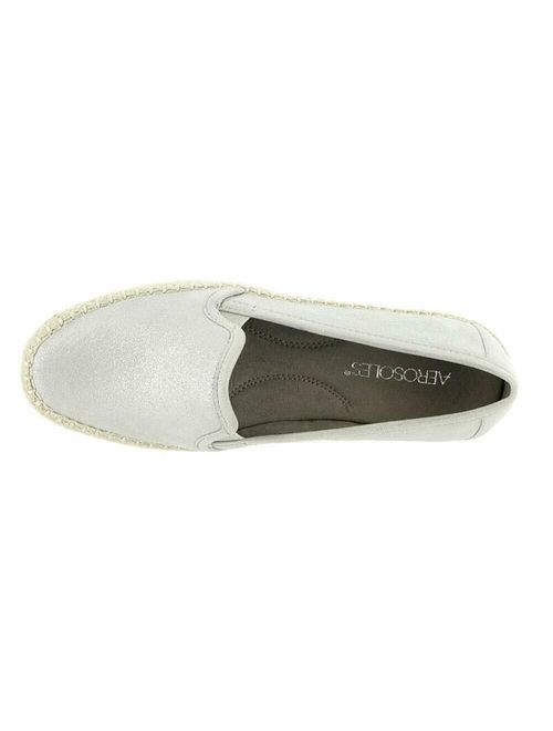 Aerosoles Womens Lets Drive Leather Round Toe Loafers, Silver Suede, Size 9.5