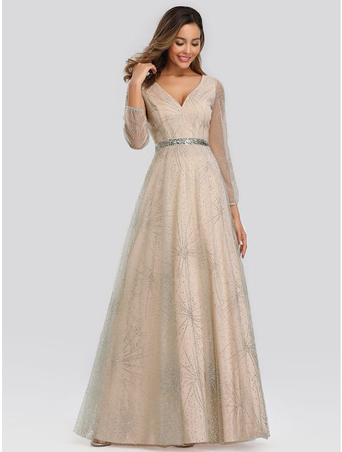 Ever-Pretty Womens Elegant Long Sleeve A-Line Bridesmaid Evening Dresses for Women 00844 US4