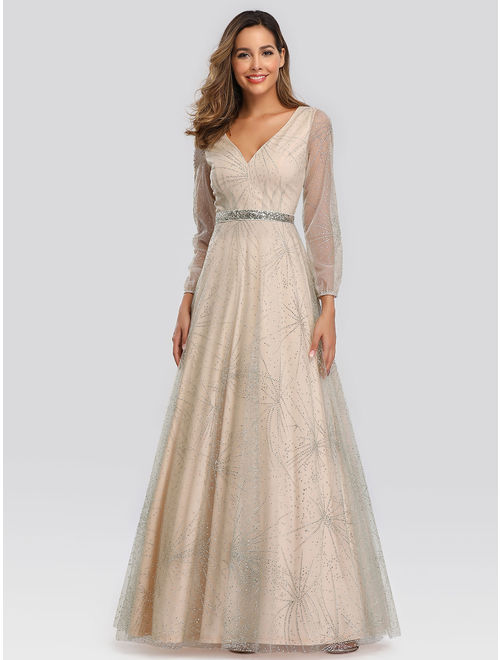 Ever-Pretty Womens Elegant Long Sleeve A-Line Bridesmaid Evening Dresses for Women 00844 US4
