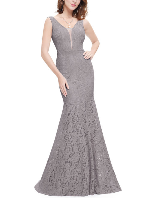 Ever-Pretty Women's Mermaid Formal Evening Ball Gown for Women 88382 Grey US4