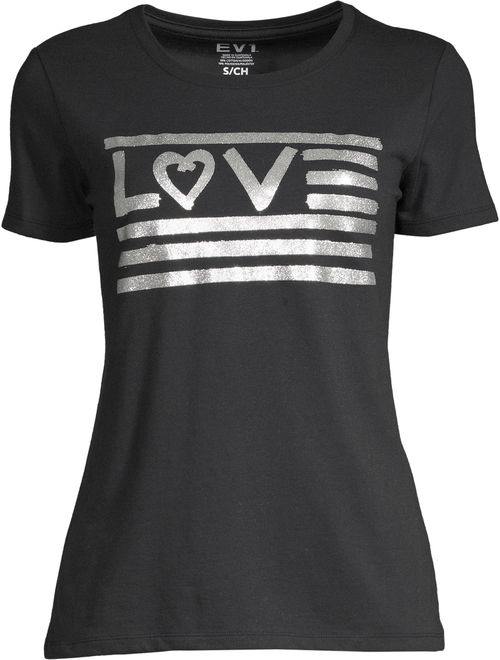 EV1 from Ellen DeGeneres Glitter Love Flag Crew T-Shirt Women's