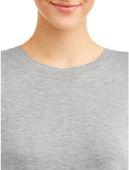 Time and Tru Women's Drop Shoulder Raw Edge T-Shirt