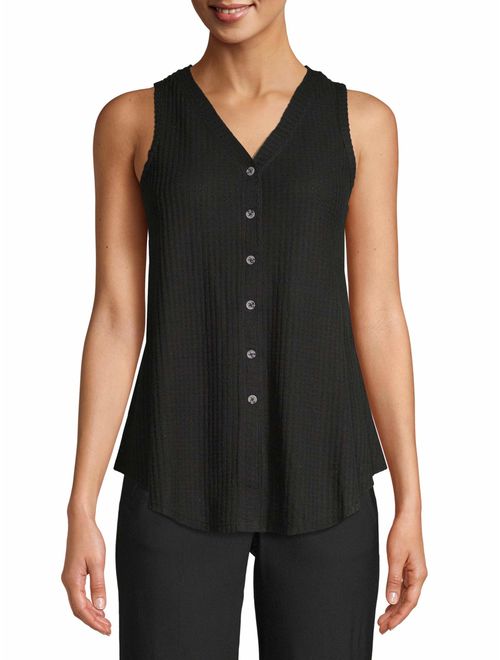 Time and Tru Women's Waffle Tie Front Tank
