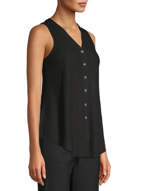 Time and Tru Women's Waffle Tie Front Tank