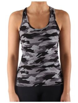TD Collections Woman's Camo Black Tank Top, Black Small Size