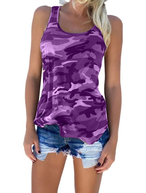 sympati Køre ud Mejeriprodukter Buy Sexy Tank Tops For Women Plus Size Round Neck Camouflage Print  Sleeveless Vest Casual Loose Summer T Shirt Blouse Tops online | Topofstyle