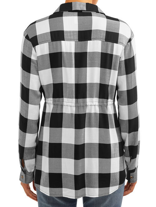 Time and Tru Maternity Long Sleeve Plaid Top