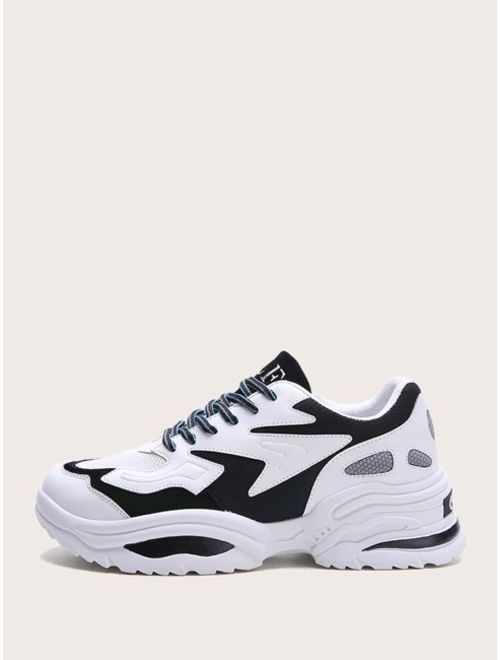 Men Two Tone Lace-up Front Chunky Sneakers