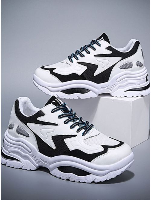 Men Two Tone Lace-up Front Chunky Sneakers