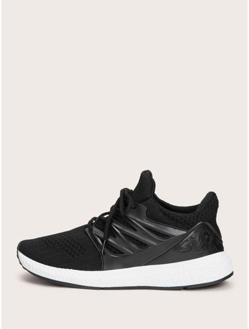 Men Lace-up Front Knit Trainers