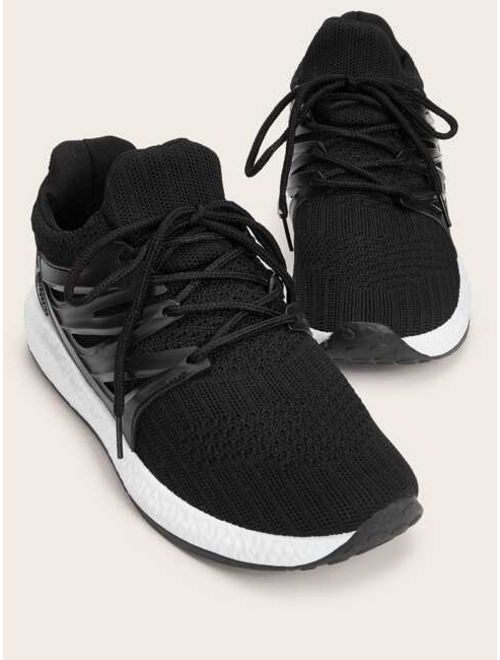 Men Lace-up Front Knit Trainers