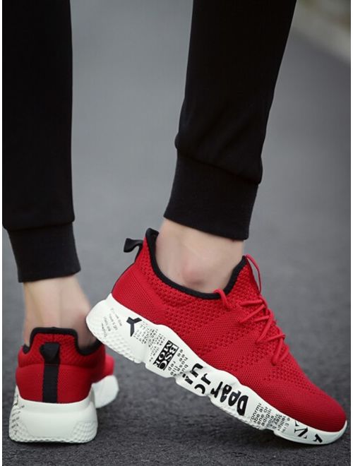 Shein Men Letter Graphic Sole Lace-up Mesh Trainers