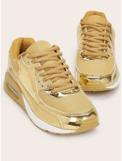 Shein Men Metallic Lace-up Front Sneakers