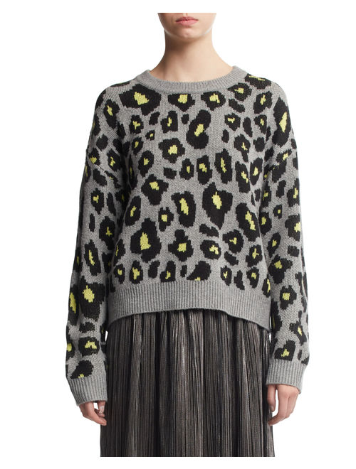 Scoop Women's Leopard Print Crewneck Sweater