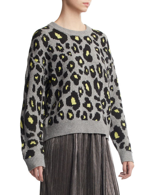 Scoop Women's Leopard Print Crewneck Sweater
