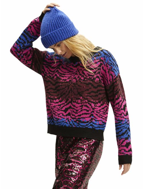 Scoop Women's Ombre Zebra Print Sweater