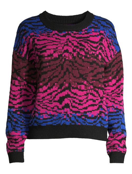 Scoop Women's Ombre Zebra Print Sweater