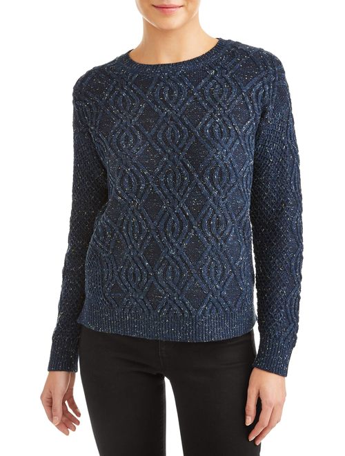 Time and Tru Crewneck Cable Sweater Women's