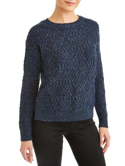 Time and Tru Crewneck Cable Sweater Women's