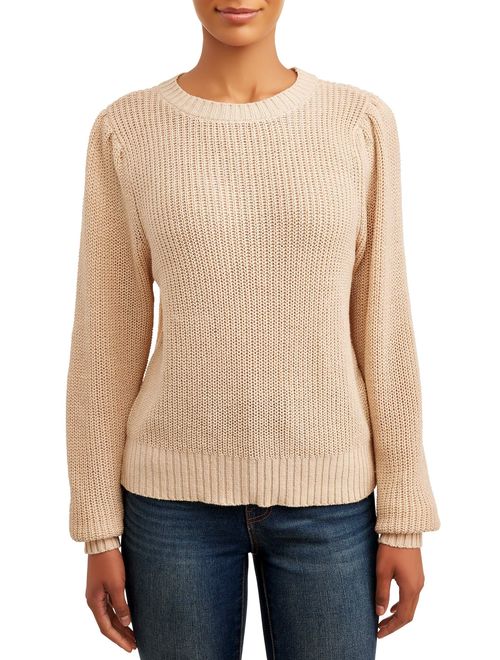 Time and Tru Princess Sleeve Crew Pullover Women's