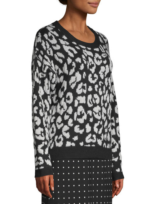 Scoop Leopard Intarsia Crewneck Sweater Women's