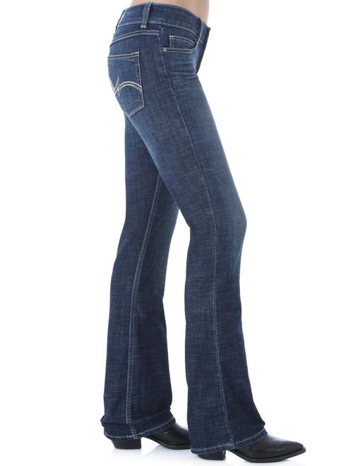 Wrangler Women's Dark Blue Premium Patch Bootcut Jeans - 09Mwzdo