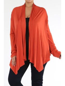 Plus Size Women's Open Front Solid Cardigan