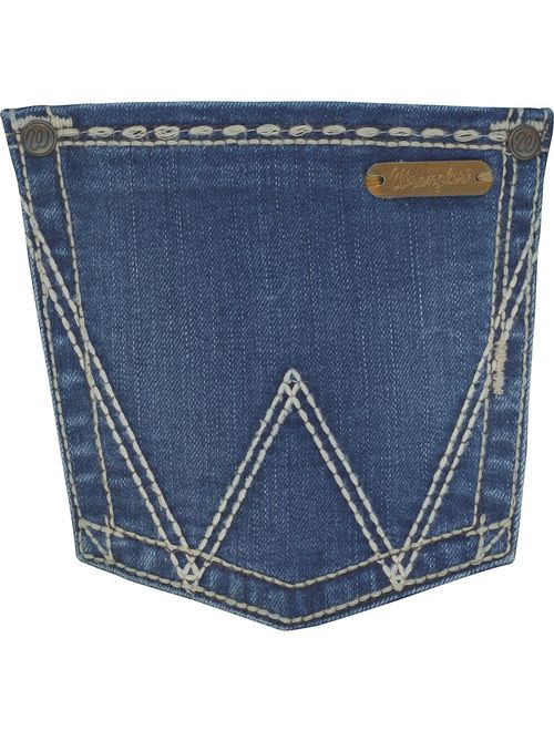 wrangler women's indigo retro mae simple pocket jeans boot cut - 09mwzjd