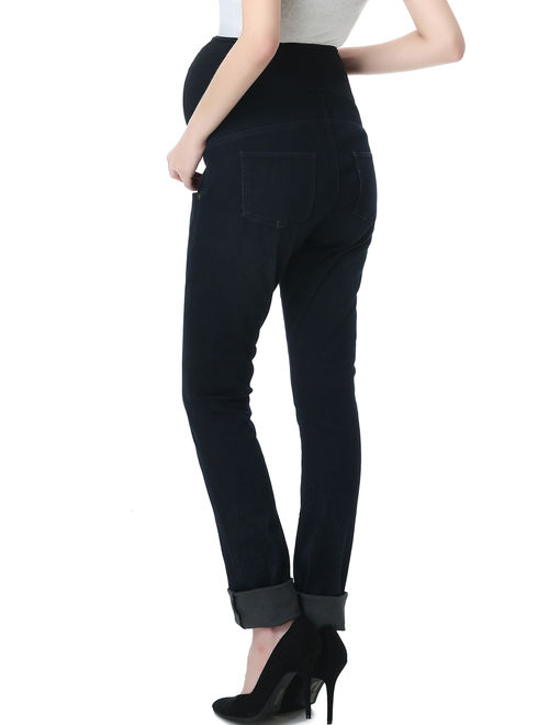 Maternity Women's Straight Leg Denim Jeans - Black/Blue 30