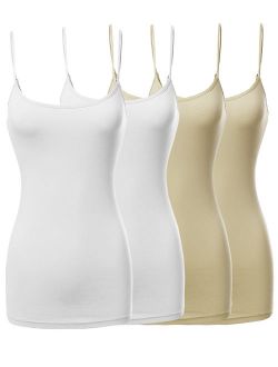 Womens & Juniors Basic Solid Long Length Adjustable Spaghetti Strap Tank Top