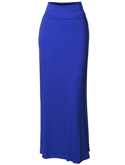 FashionOutfit Women's Stylish Fold Over Flare Long Maxi Skirt