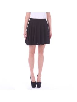 HDE Women's Jersey Knit Flare A Line Pleated Circle Skater Skirt (Black, Small)