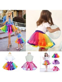 Newest Fashion Women Girls Tutu Skirt Tulle Dance Ballet Dress Rainbow Costume Dress Multicolor