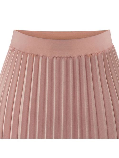 EFINNY Women Sexy Midi Pleated Double Layer Chiffon Long Skirt