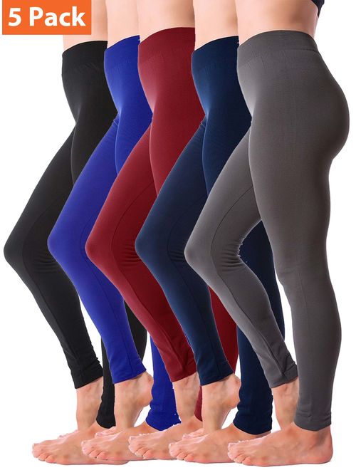 5-Pack Fleece Lined Leggings for Women Winter Warm Thermal Full Length Leggings