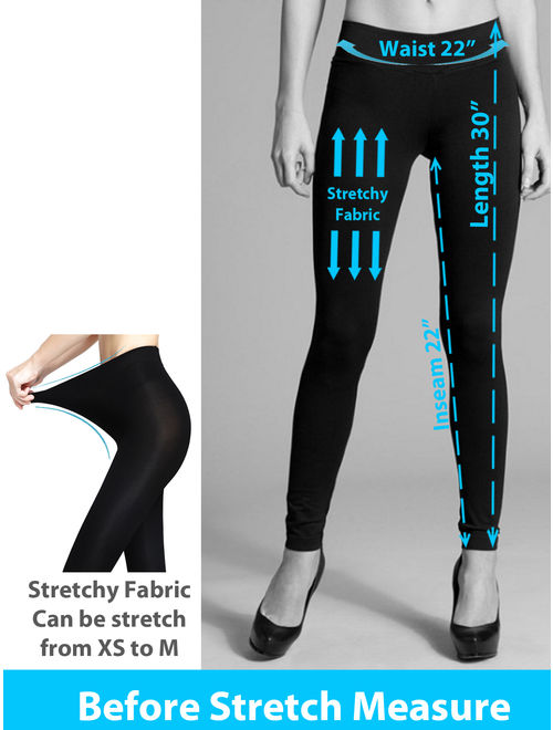 Women Seamless Basic Full Length Legging Stretch ankle Tights Pants - Black