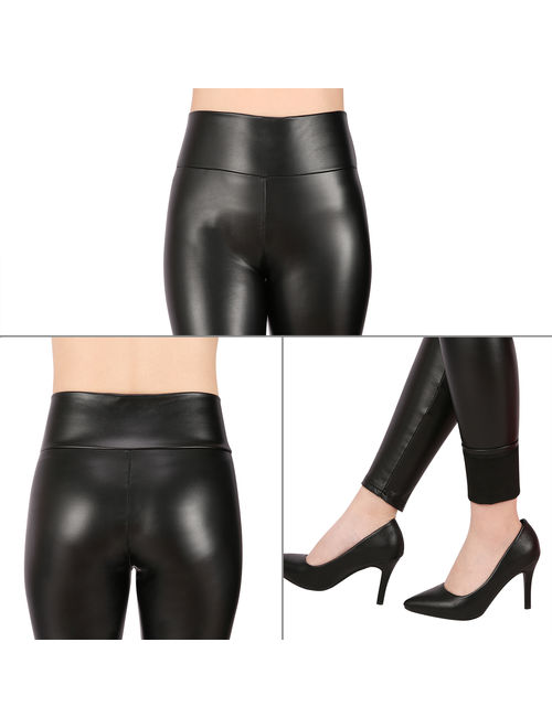 HDE Sexy Faux Leather Leggings High Waisted Tight Pants for Women