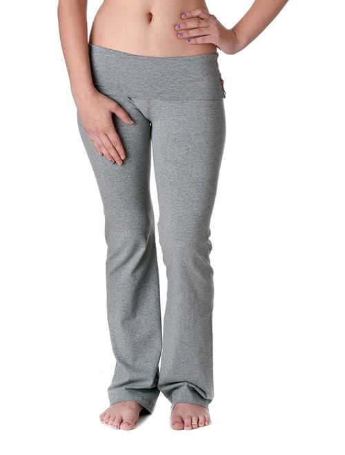 Casual Active Basic Women's Slimming Foldover Bootleg Flare Yoga Pants - Junior and Plus Sizes